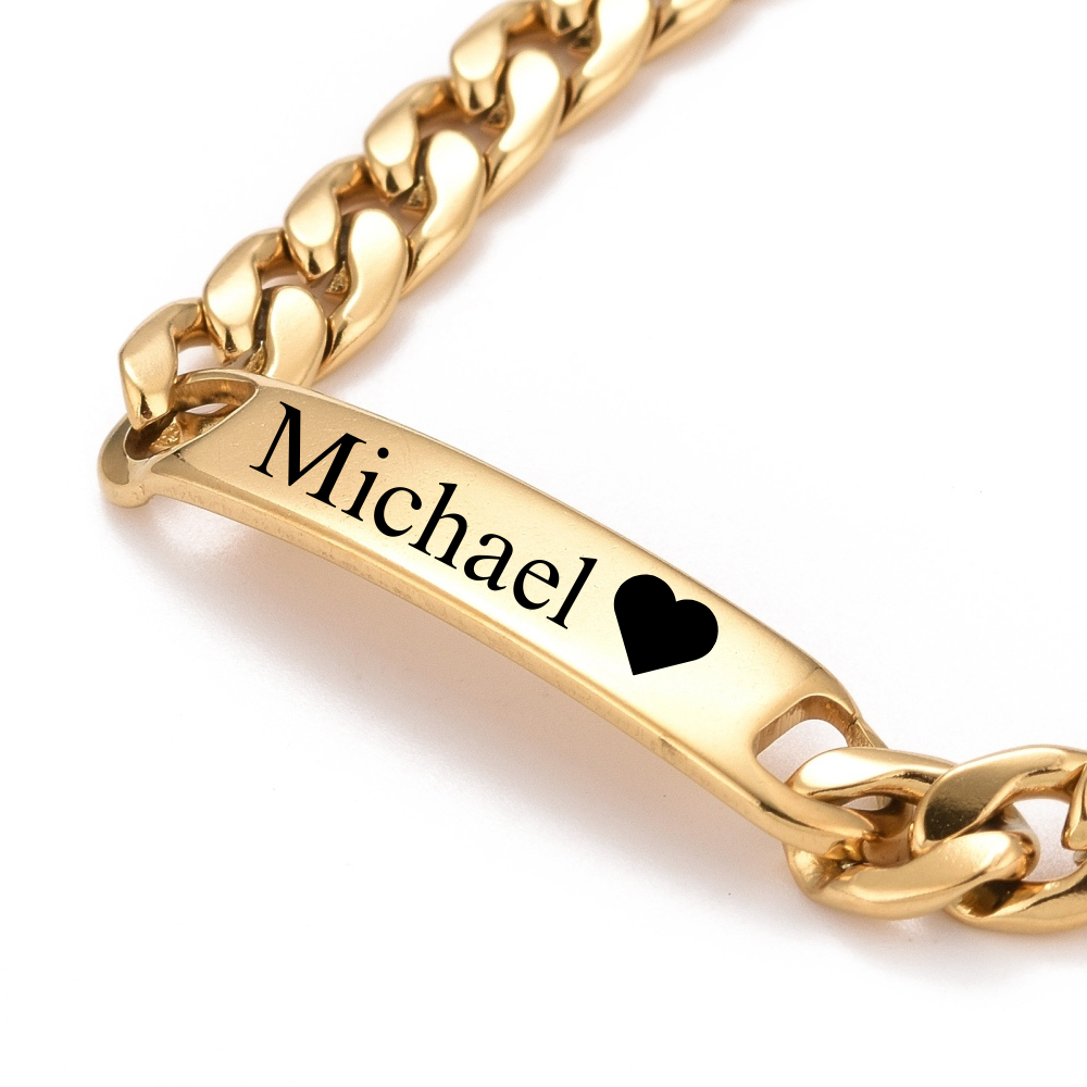 "Unendliche Liebe" Gravur-Armband mit Name breit