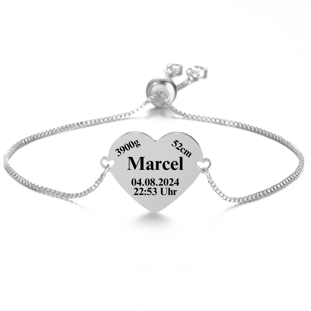 "Herzensdatum" Gravur-Armband mit Geburtsdaten