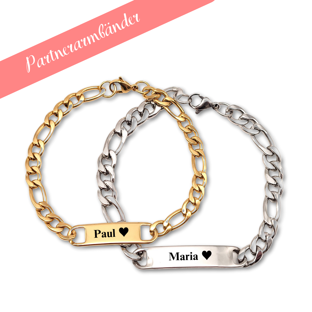 "Du & Ich" Gravur-Partnerarmbänder mit Namen