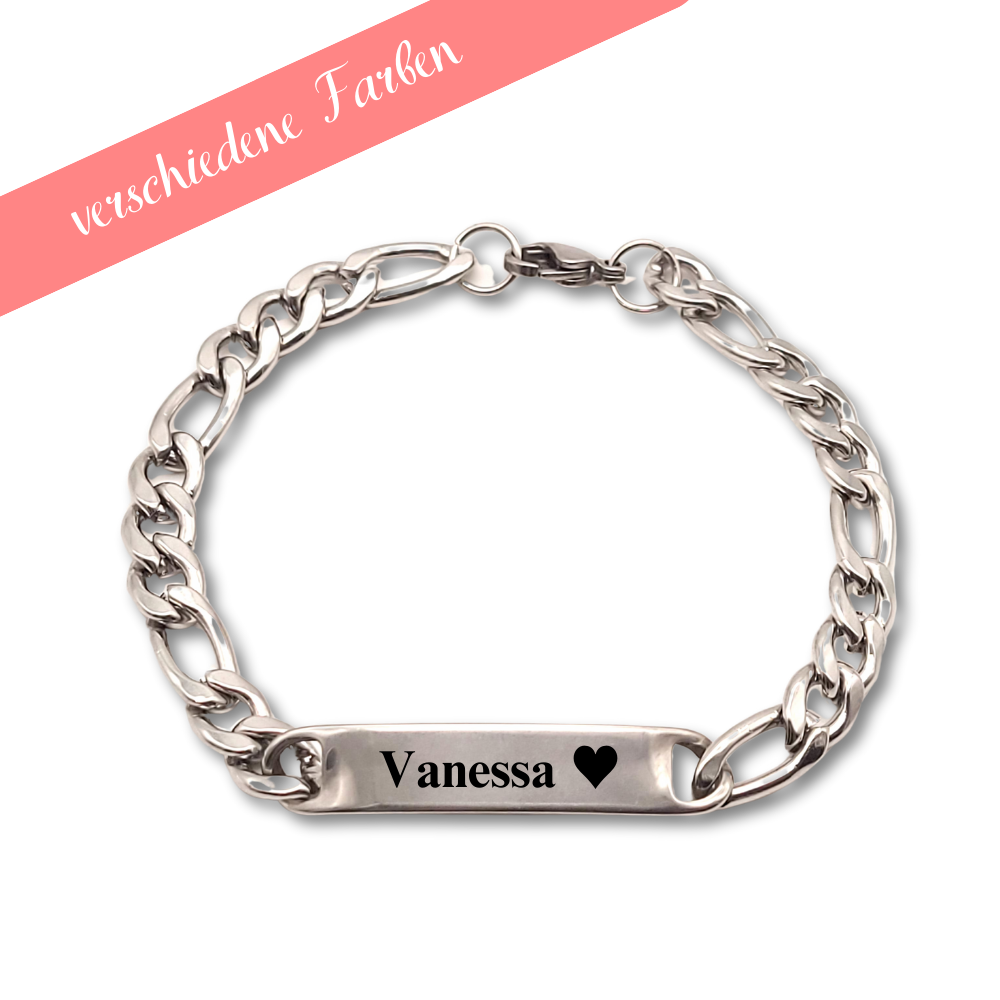 "Unendliche Liebe" Gravur-Armband mit Name breit