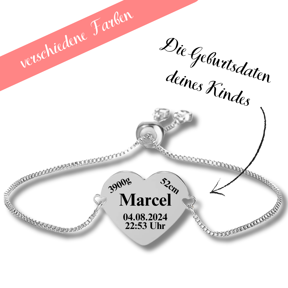 "Herzensdatum" Gravur-Armband mit Geburtsdaten