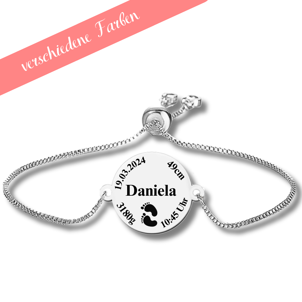 "Baby" Gravur-Armband mit Geburtsdaten