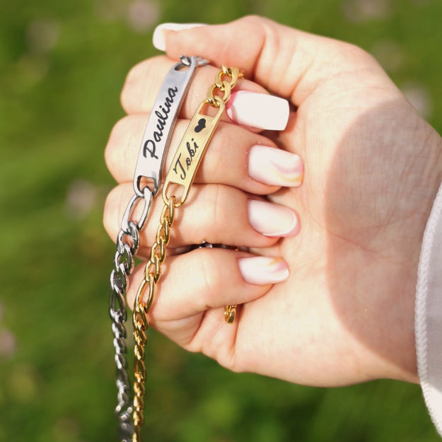 "Du & Ich" Gravur-Partnerarmbänder mit Namen