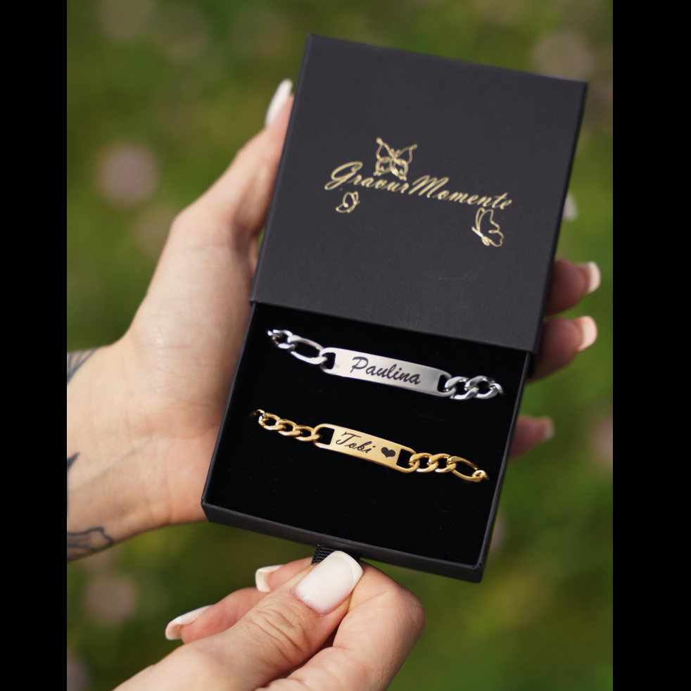 "Du & Ich" Gravur-Partnerarmbänder mit Namen