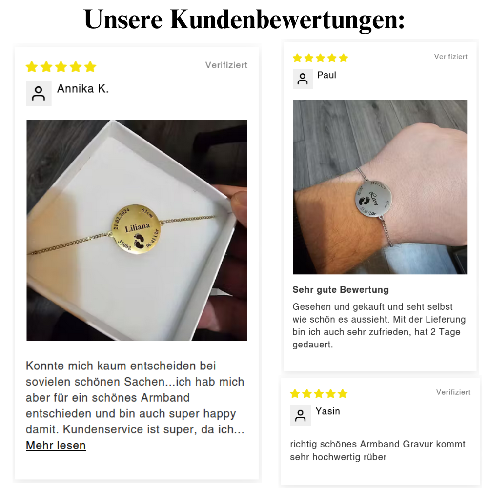 "Baby" Gravur-Armband mit Geburtsdaten