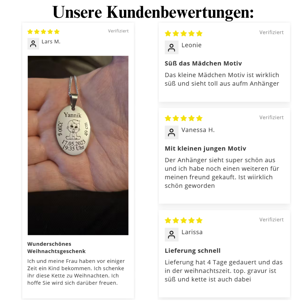 "Lebensbeginn" Gravur-Halskette mit Geburtsdaten