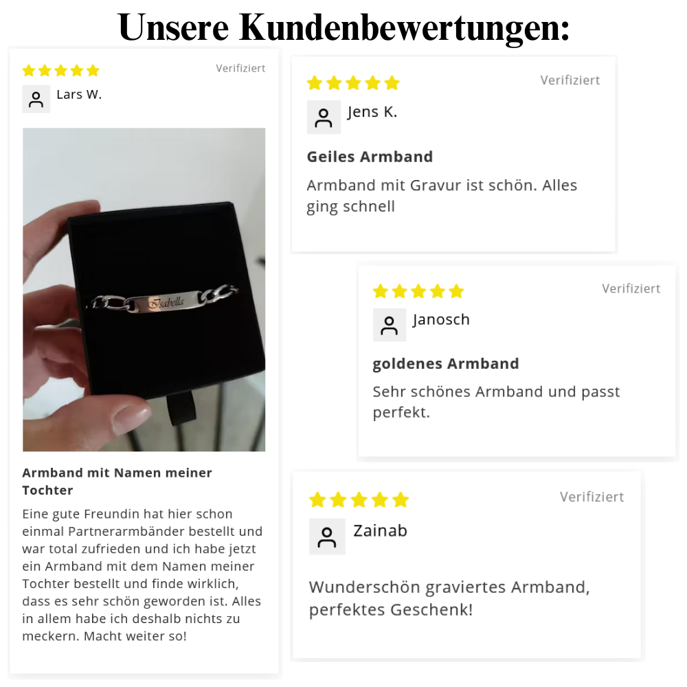 "Unendliche Liebe" Gravur-Armband mit Name breit