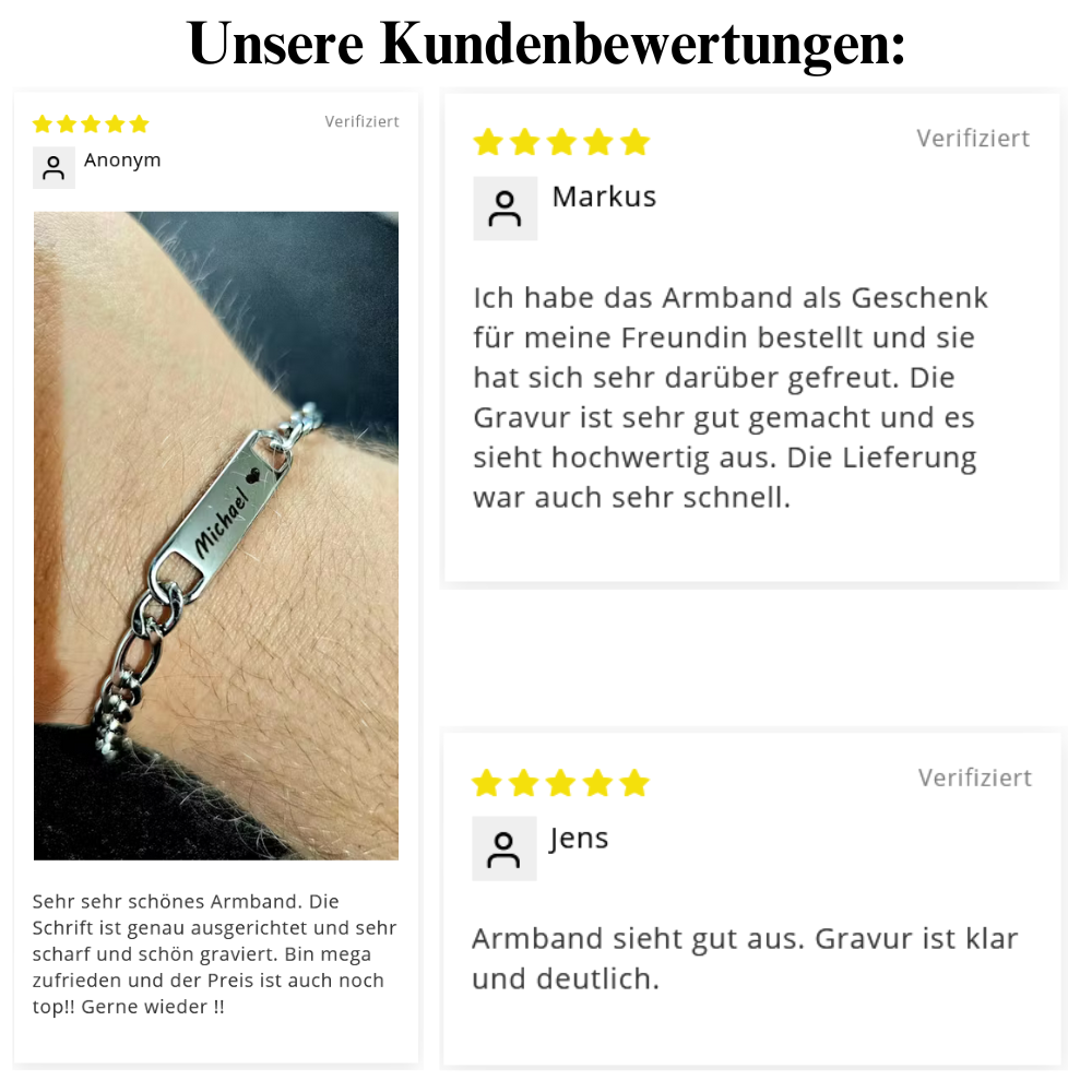 "Für immer nah" Gravur-Armband mit Name schmal