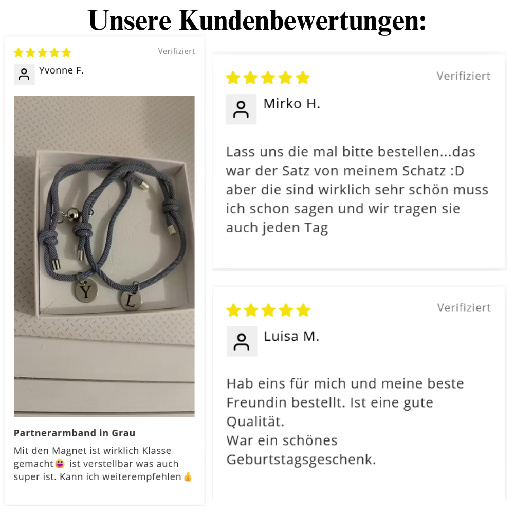 "Für immer verbunden" Magnetarmbänder mit Initialien - Gravur