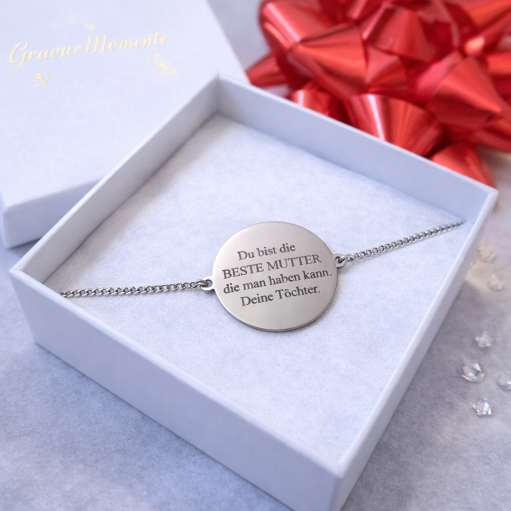 Silberne Kette mit individueller Textgravur – personalisiertes Geschenk