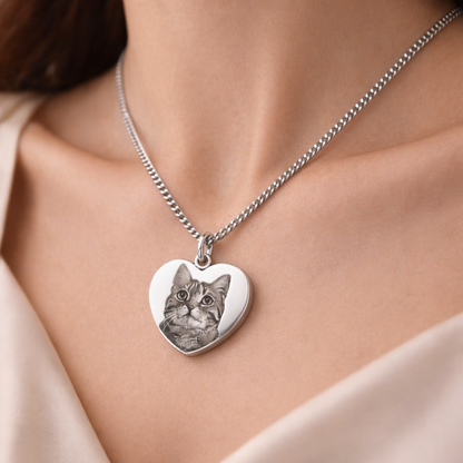 Herz Halskette personalisiert mit Bild in Silber – Foto Schmuck