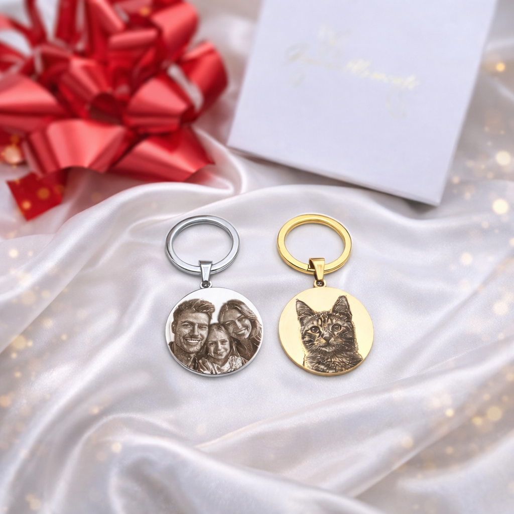 Foto Schlüsselanhänger in Silber und Gold mit Tiermotiv – personalisierbar
