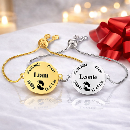 Baby Geburtsarmbänder in Silber und Gold – Geschenk zur Geburt für Mama