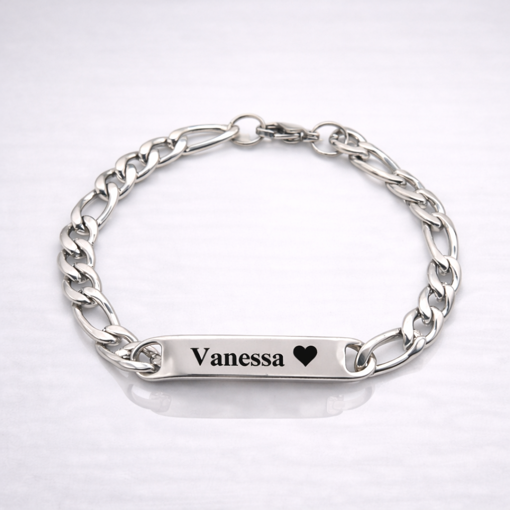 "Unendliche Liebe" Gravur-Armband mit Name breit