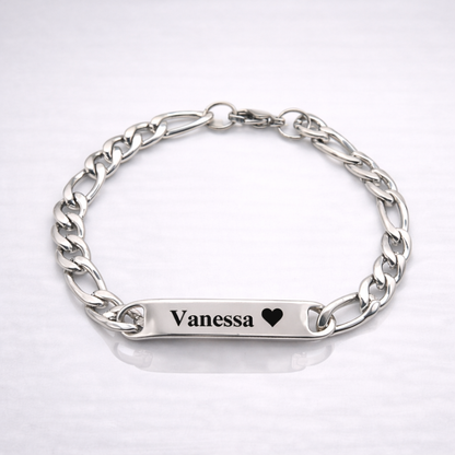 "Unendliche Liebe" Gravur-Armband mit Name breit