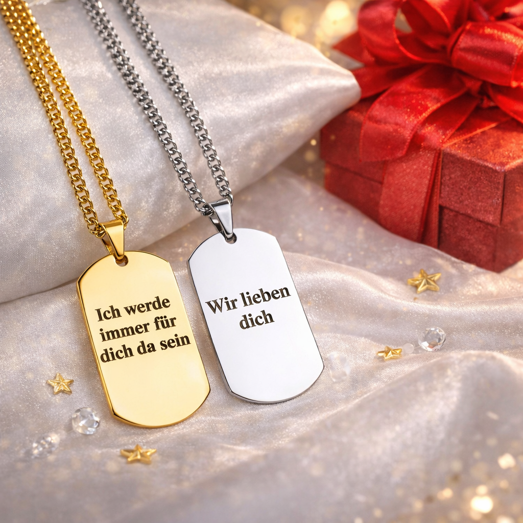 Personalisierte Baby Kette mit Wunschtext auf Rückseite – Geburtsgeschenk