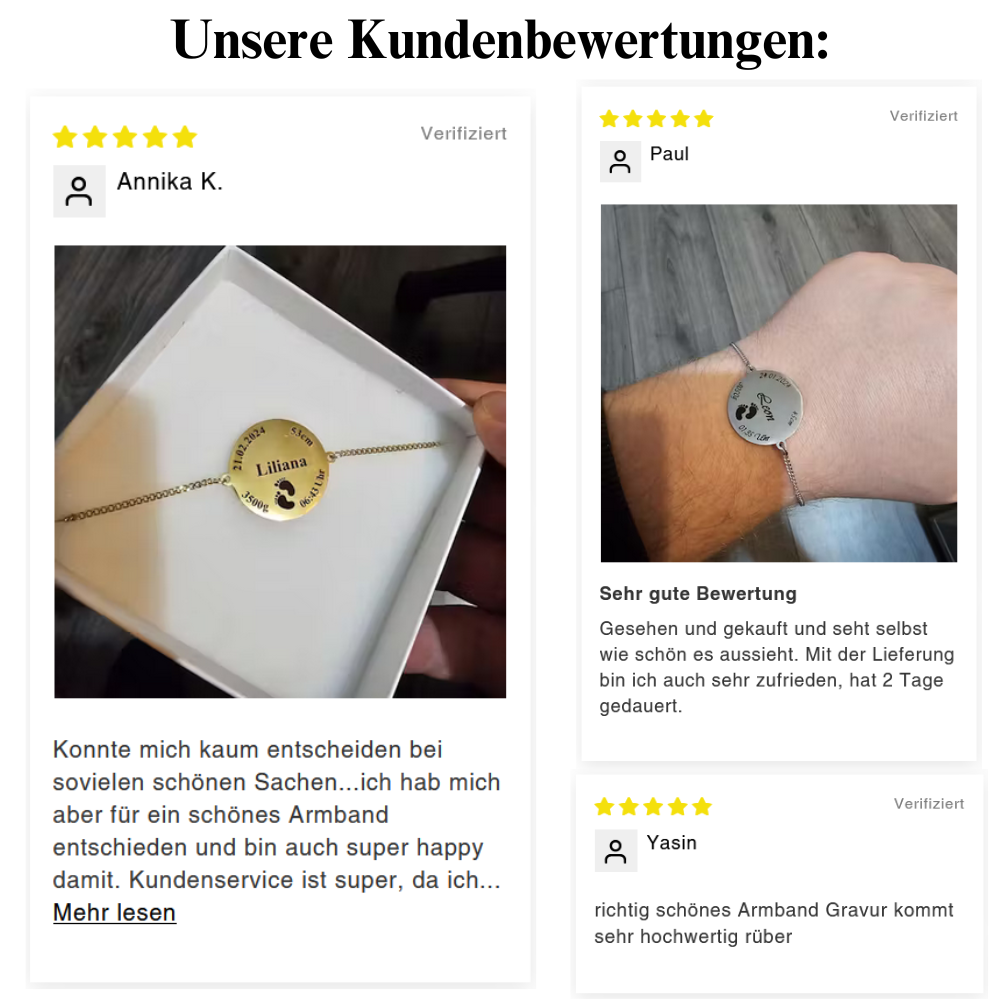 Gravur-Armband mit Geburtsdaten "Baby"