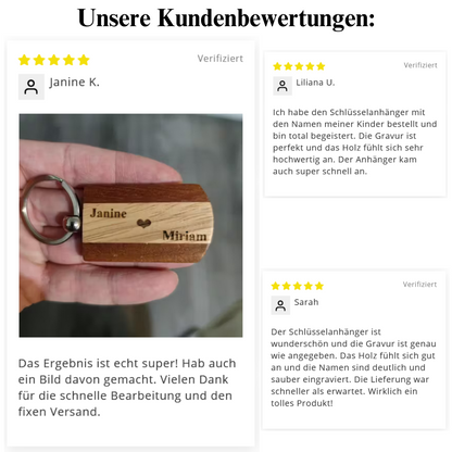 Schlüsselanhänger mit zwei Namen - Gravur "LoveKey"