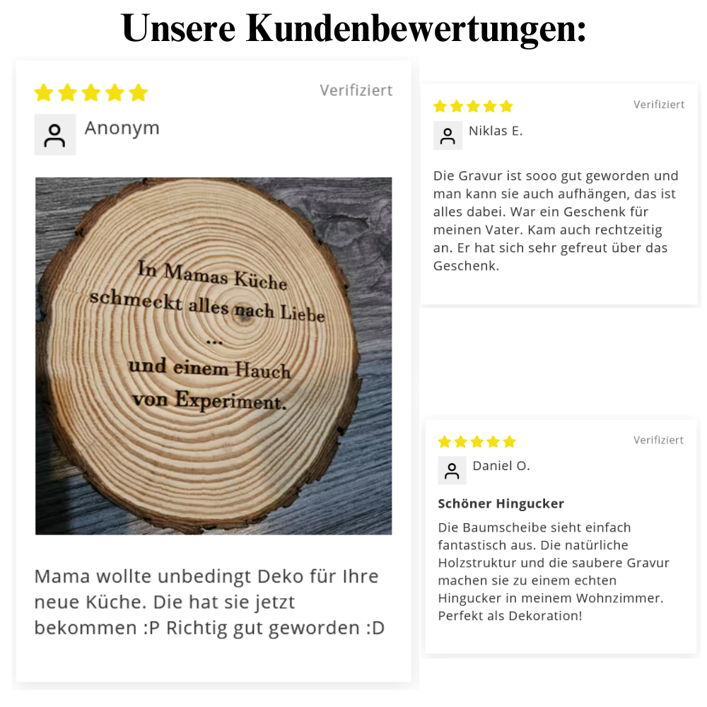 Baumscheibe mit Gravur - personalisiert rund "WoodWish"