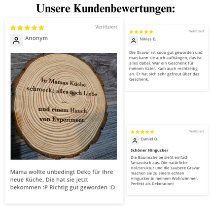 Baumscheibe mit Gravur - personalisiert rund "WoodWish"