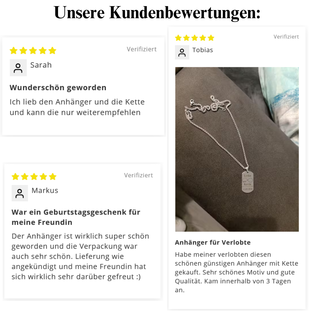 Gravur-Halskette mit Namen und Datum "Forever Connected"