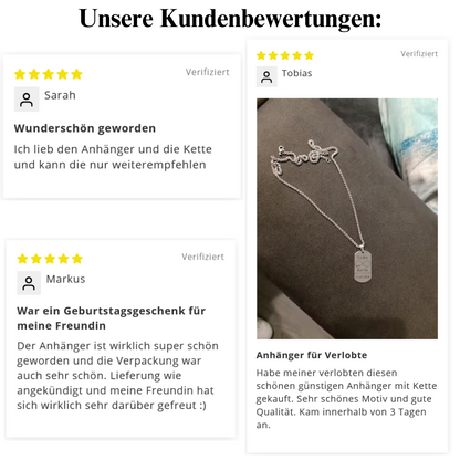 Gravur-Halskette mit Namen und Datum "Forever Connected"