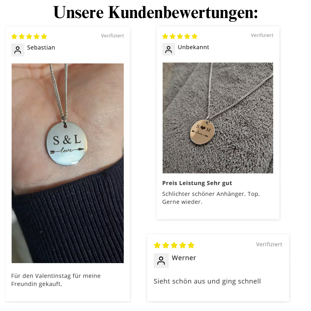 Gravur-Halskette mit Initialien - Coin "Love Coin"