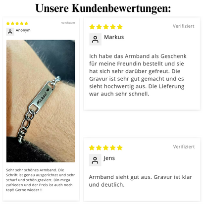 Gravur-Armband mit Name "ID-Band" schmal