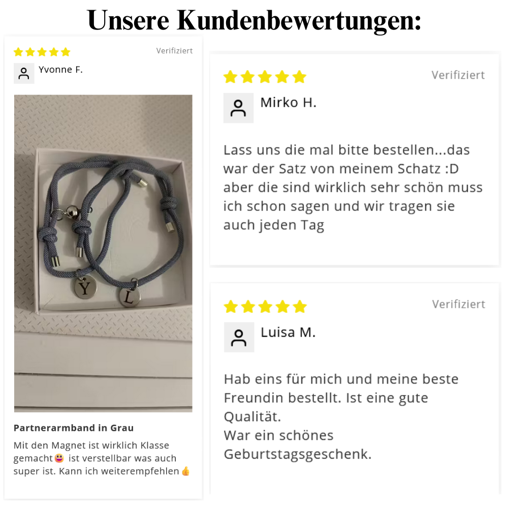 Magnetarmbänder mit Initialien - Gravur "Fusion"